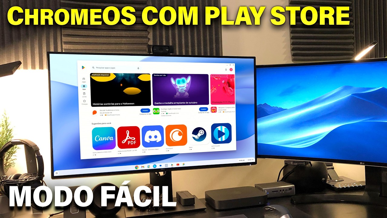 MUITO F&Aacute;CIL! Novo Chrome OS com Play Store Integrada - Chrome OS 128 Port&aacute;til