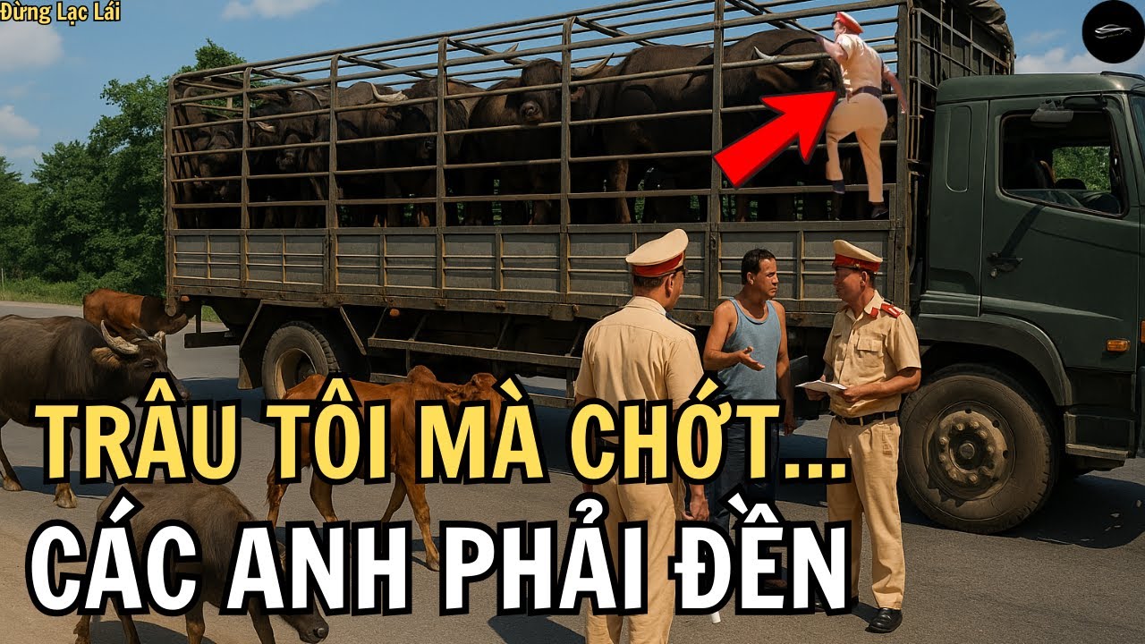 Chở quá nhiều trâu bò, tài xế suýt khóc khi CSGT... leo nóc xe đếm từng con!