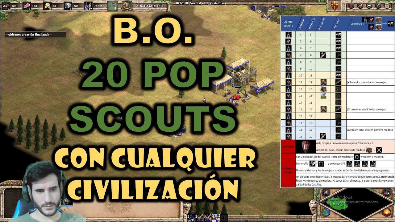 ✅ B.O. Apertura 20 Pop Scouts CON CUALQUIER CIVILIZACIÓN. Age of Empires 2.