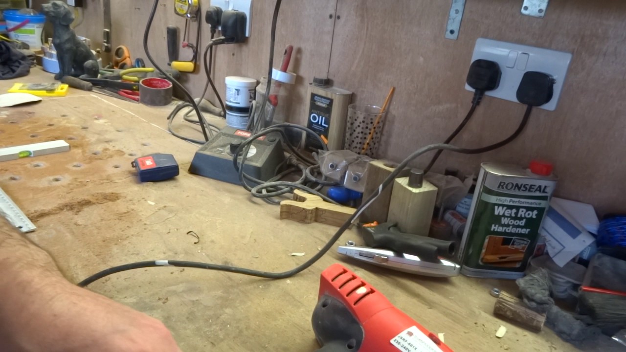 straightening a shank for a walking stick using hot air gun