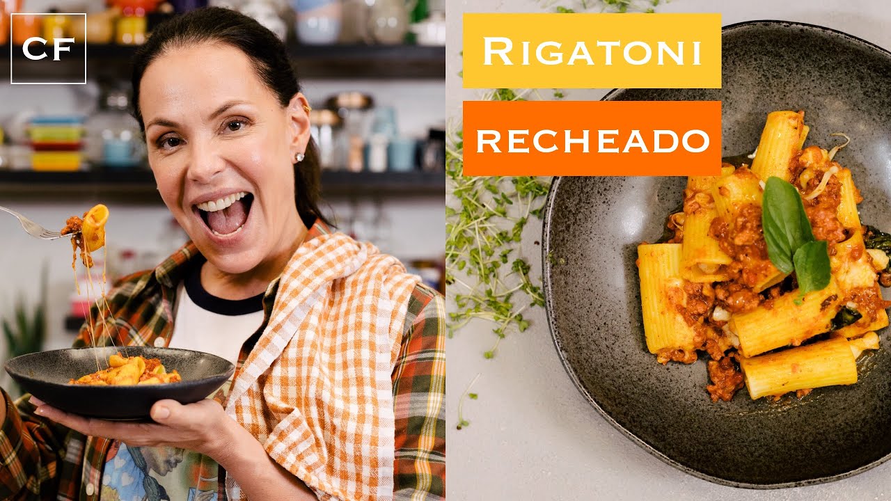 Rigatoni recheado de Linguiça Calabresa - Na Cozinha Com Carolina