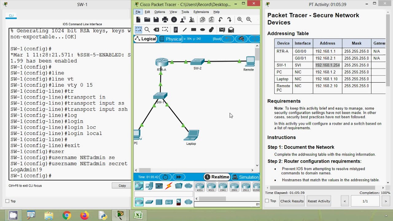 16.5.1 Packet Tracer - Secure Network Devices