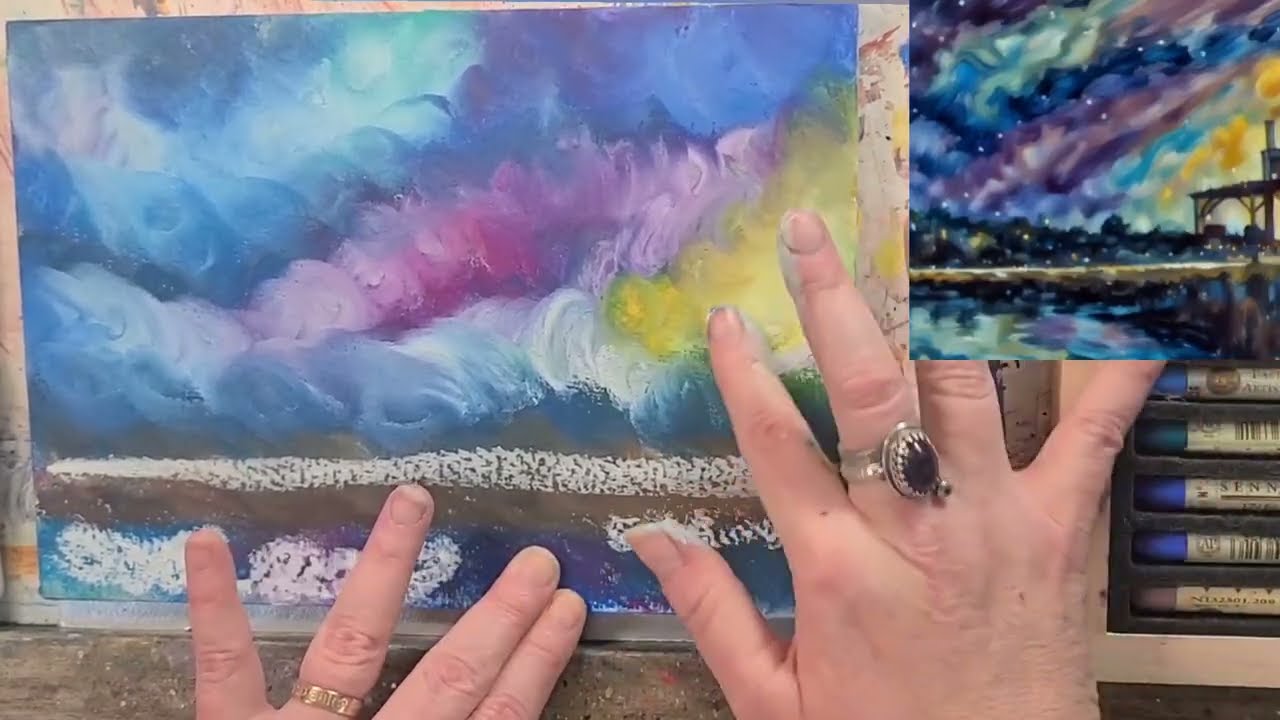 Celestial abstract oil pastel tutorial