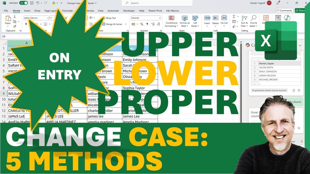How Do You Change Case in Excel - 5 Methods (With or Without Formula) VBA -Auto Change Case on Entry