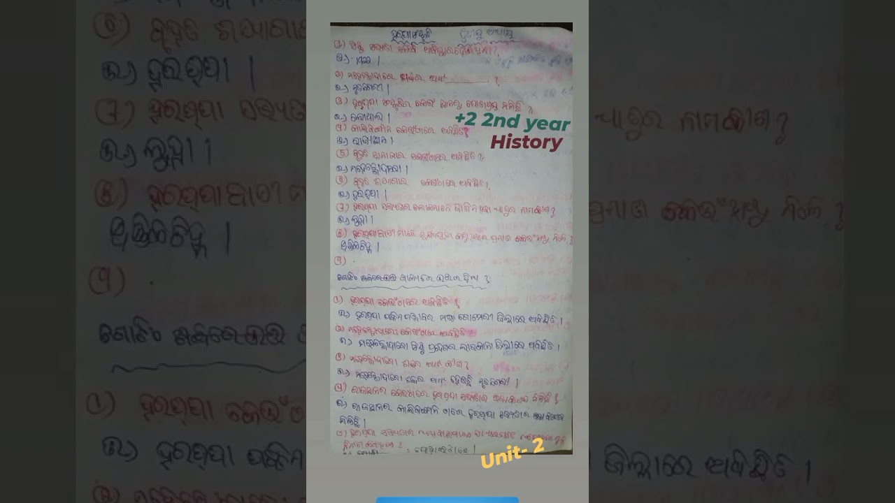 +2  2nd year //history//question answer// unit -2//