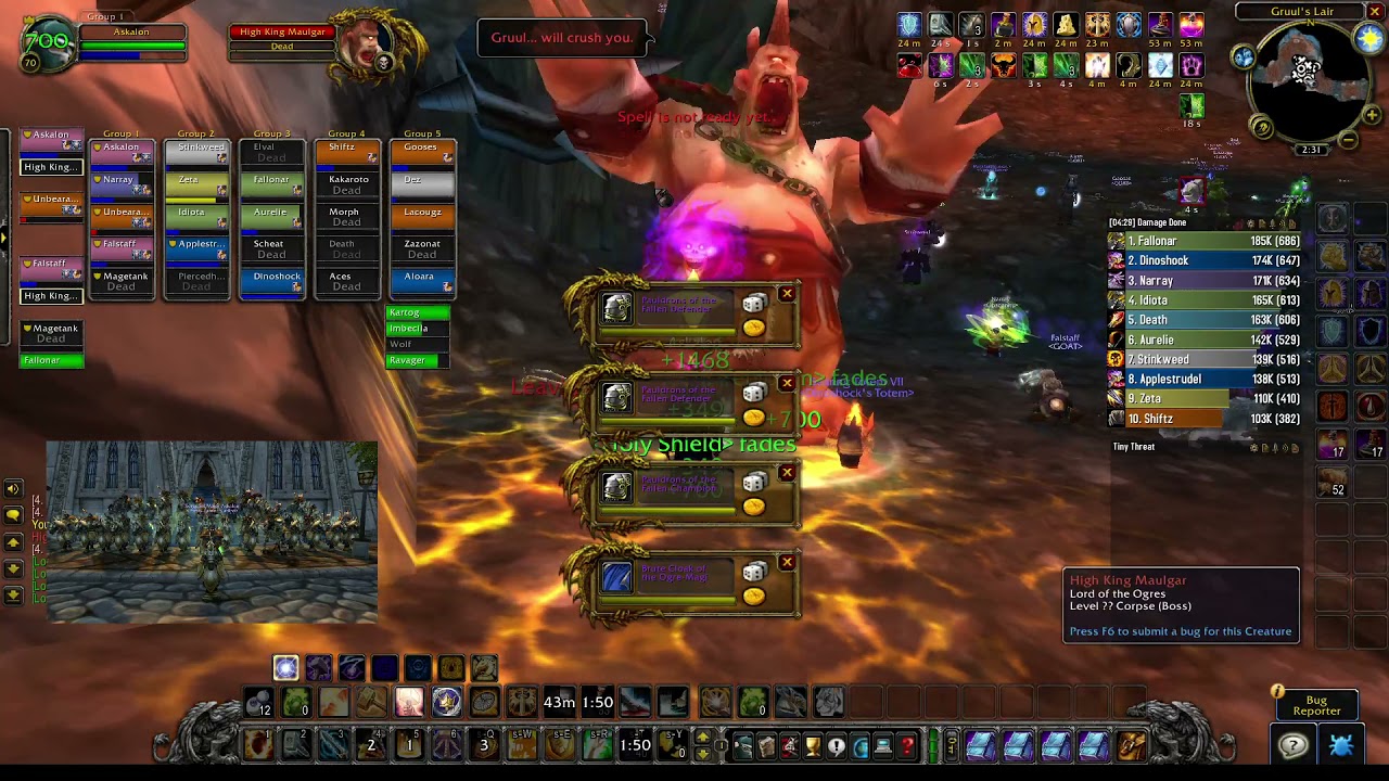 Maulgar Kill + Gruul 10% - Paladin Tank PoV (TBC Beta)