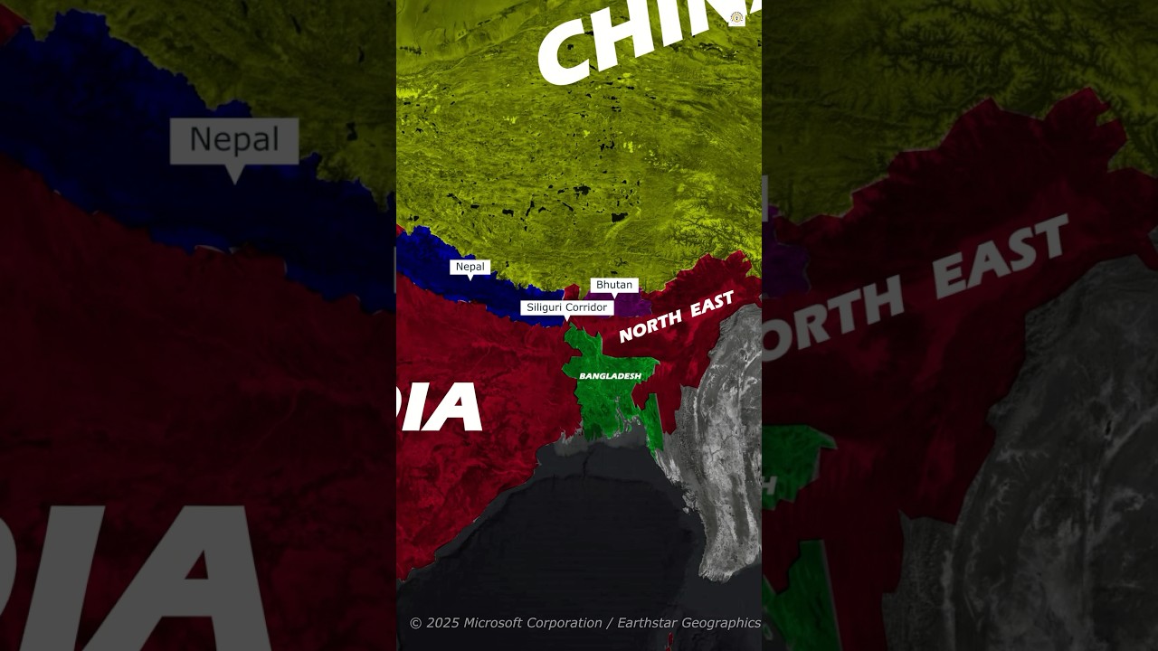Siliguri Corridor is in danger,⚠️ 😨❌ #shorts #indiachina #siliguricorridor #indiabangladesh