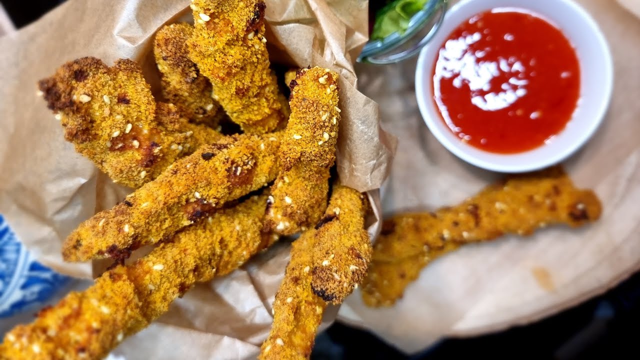 Crispy strips din piept de curcan la cuptor