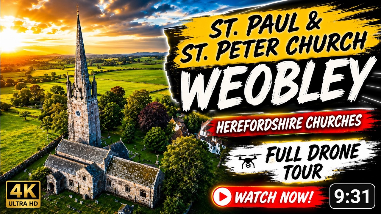 St. Peter & St. Paul Church, Weobley in 4K: Drone Footage Inside and Out