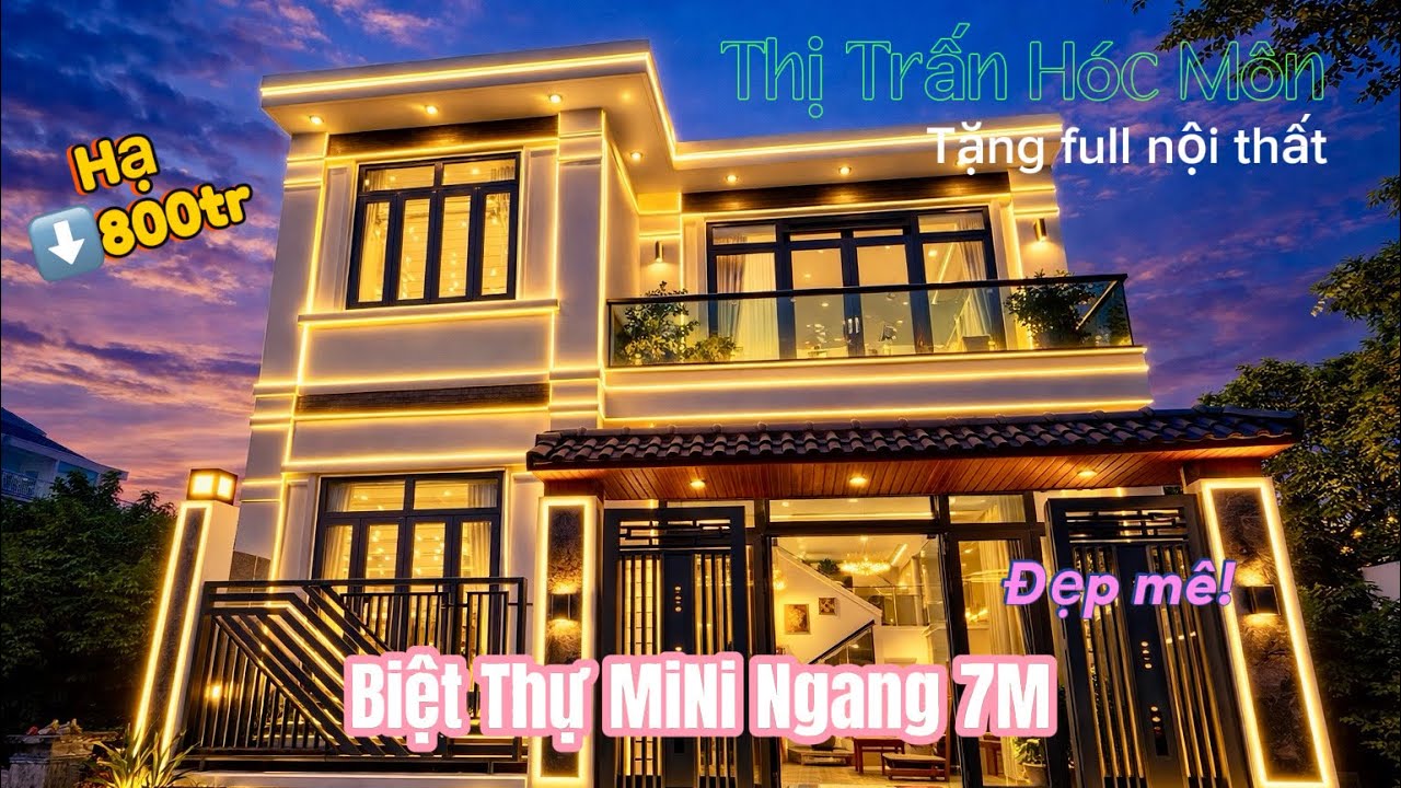 💥 Xem Là Mê! Biệt Thự Mái Nhật Ngang 7m Ở Hóc Môn – Full Nội Thất, Hạ Sốc 800 Triệu #bds 