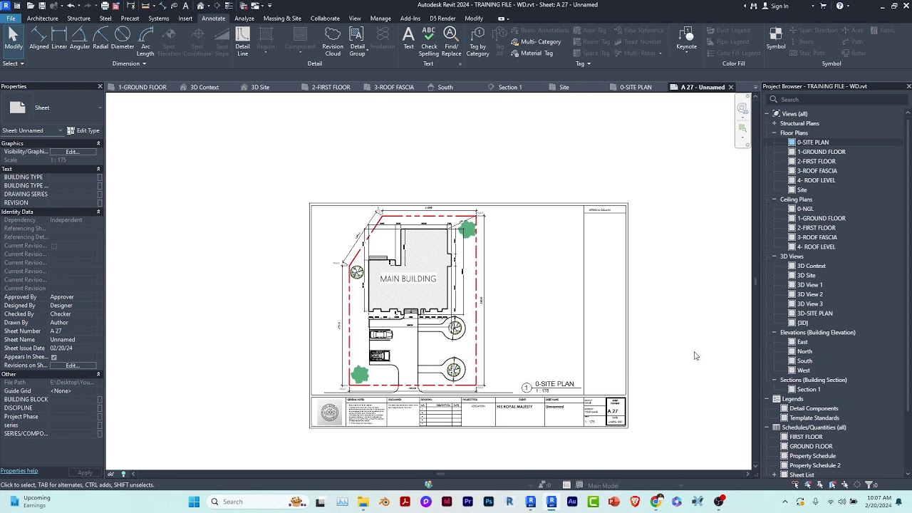 ARC 272 - L5 - Детализация плана участка в Revit 2024