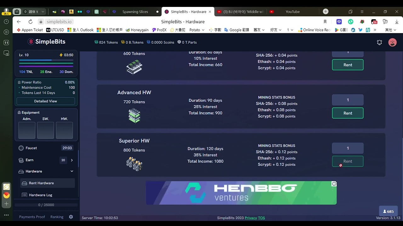 【SimpleBits】Rent a Superior HW with 800 tokens | GPT To Earn