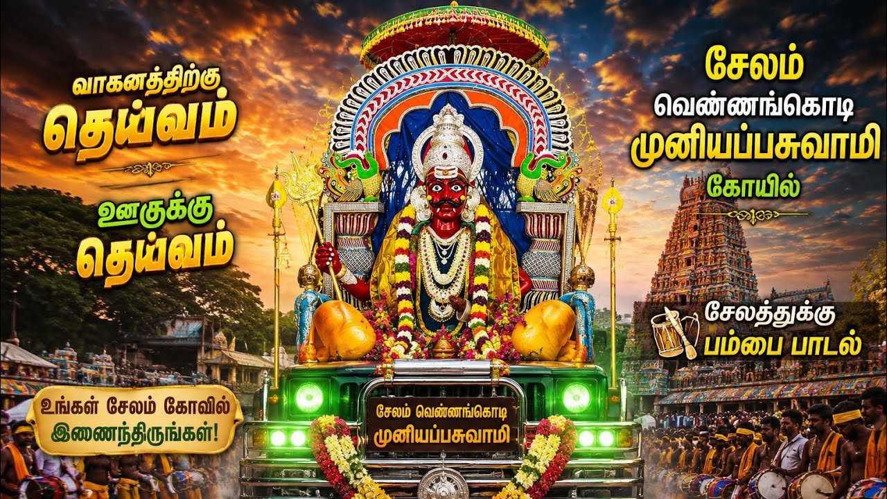 வாகனத்துக்கு தெய்வம் ஊருக்கு தெய்வம் சேலம் வெண்ணங்கொடி முனியப்பசுவாமி கோயில் சேலத்துக்கு பம்பை பாடல்