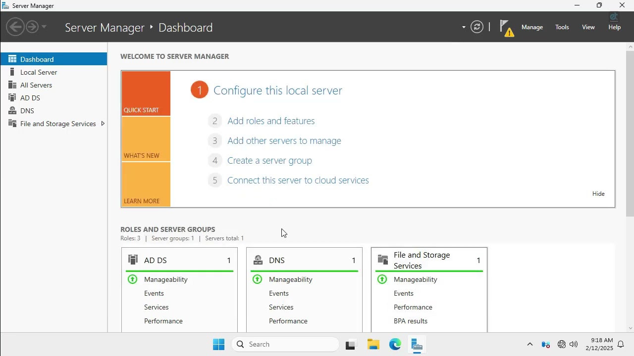 Active Directory (AD) Installation in Windows Server 2025