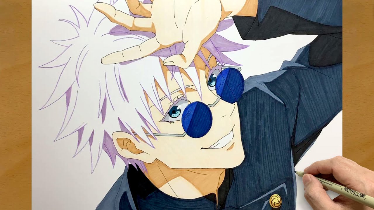 How to Draw Gojo Satoru from Jujutsu Kaisen | step by step | Draw anime | Anime Drawing | Gojo