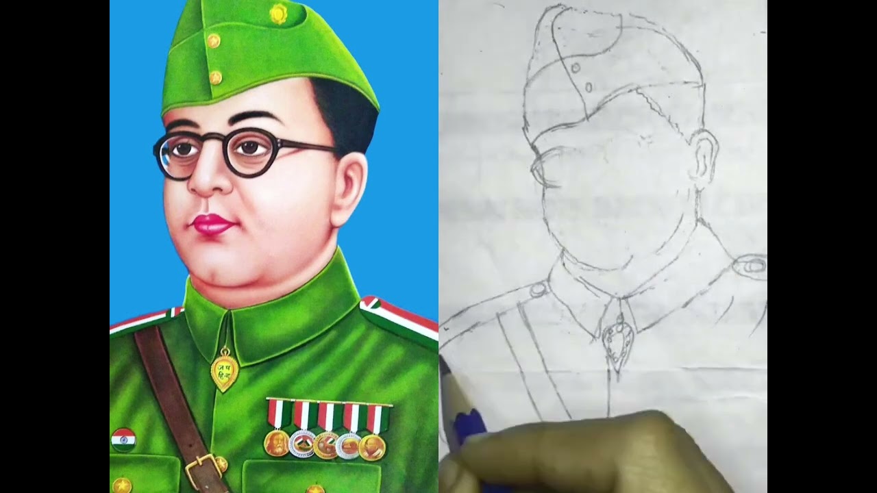 नेताजी सुभाष चंद्र बोस | जयंती विशेष 🇮🇳🔥 | Drawing Tribute नेताजी सुभाष चंद्र बोस जयंती 🇮🇳 | #वीडियो