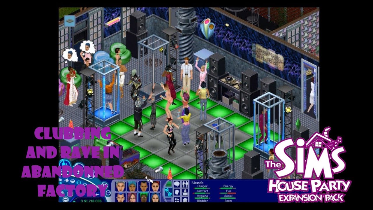 THE SIMS 1 - 🎶🔊CLUBBING AND RAVE IN ABANDONNED FACTORY fast build + long play #thesims🎛🍹