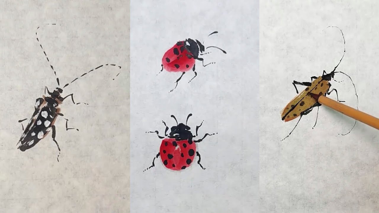 Painting Delicate Insects in Chinese Ink Wash Style