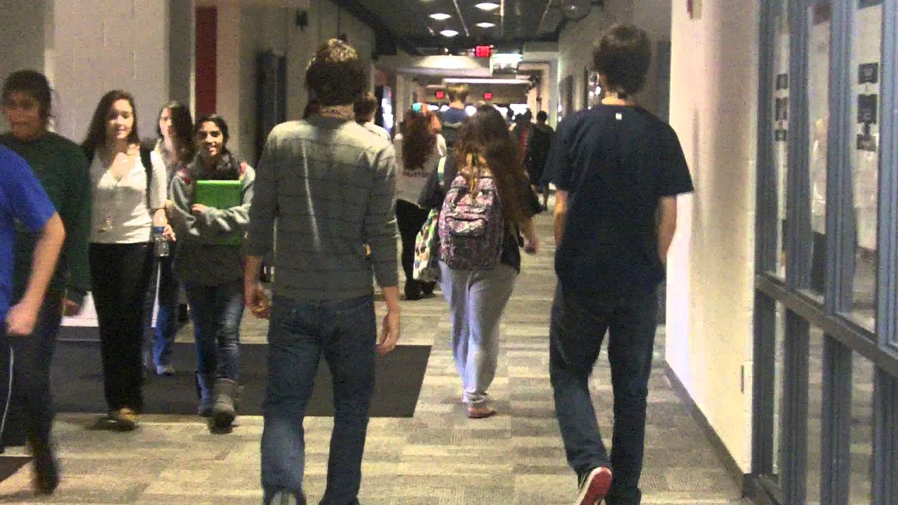 teens walking down hallway transition