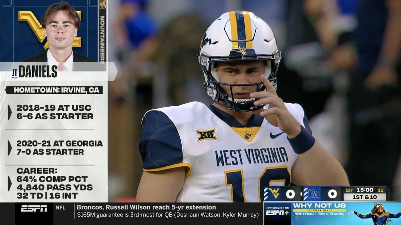 JT Daniels (West Virginia QB #18) Vs. Pitt 2022