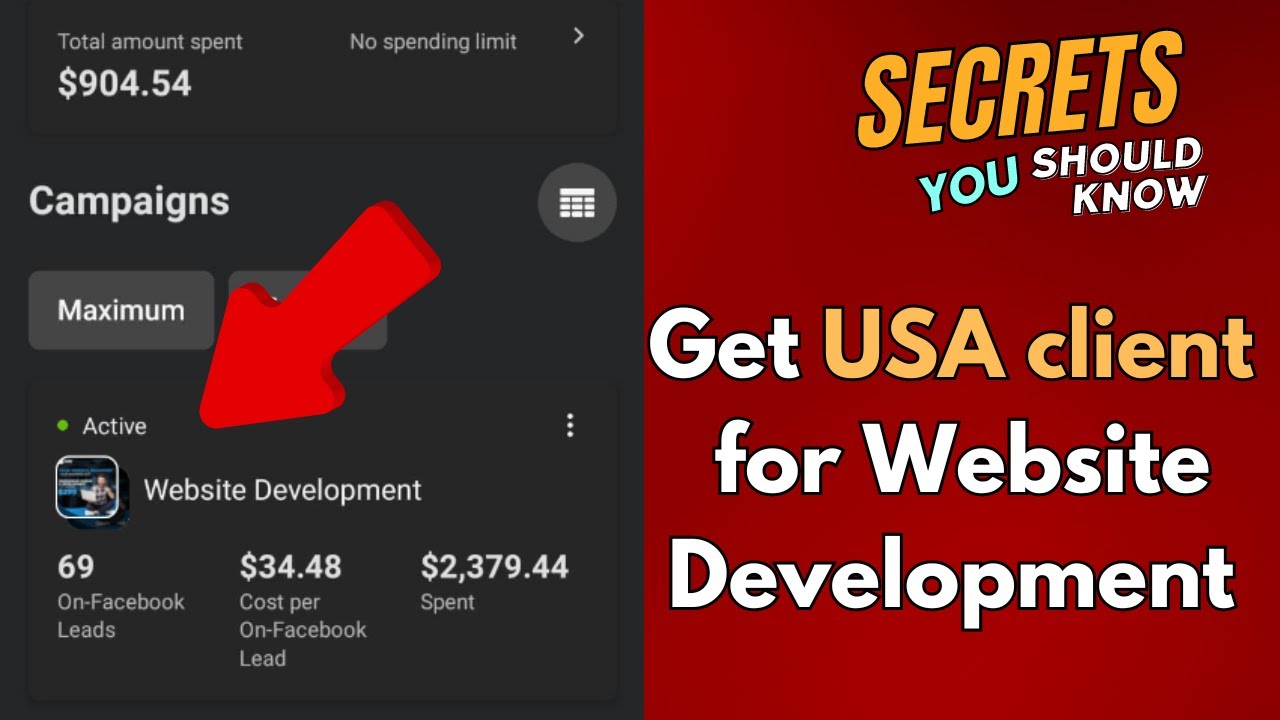 Learn How to run facebook ads for website development in USA for Digital marketing agency