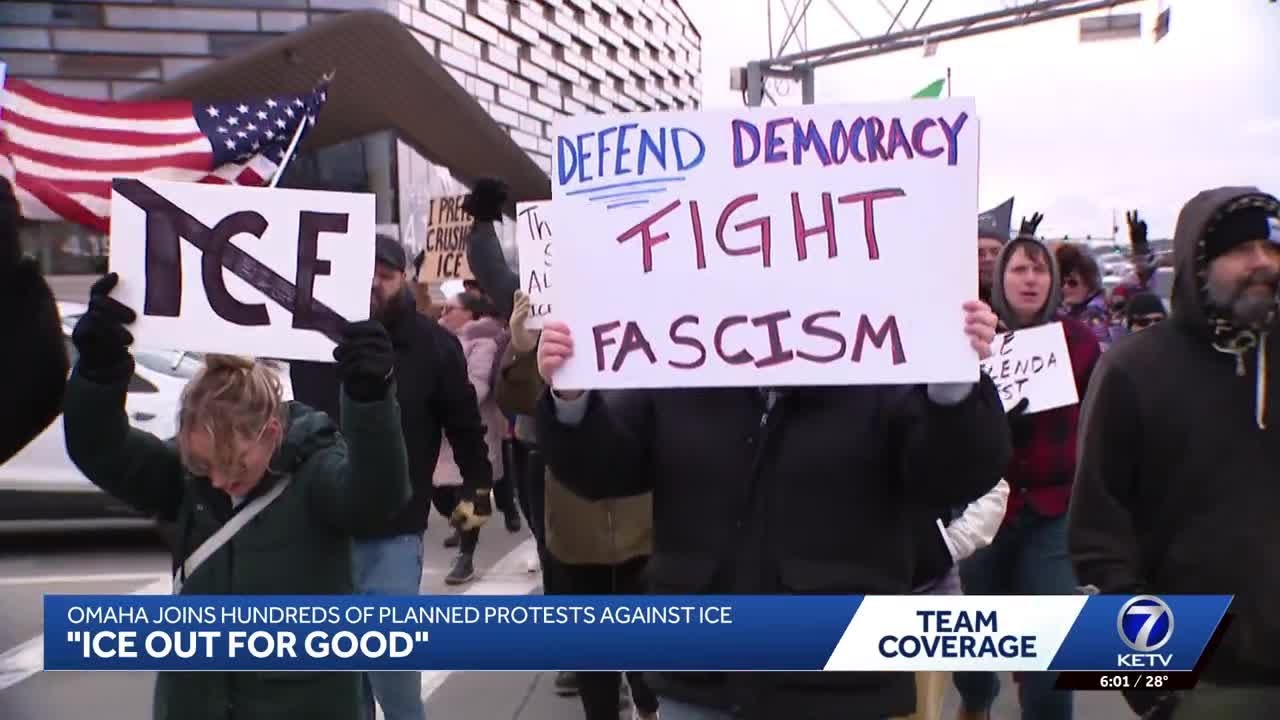 'ICE Out For Good' protest draws protesters to central Omaha
