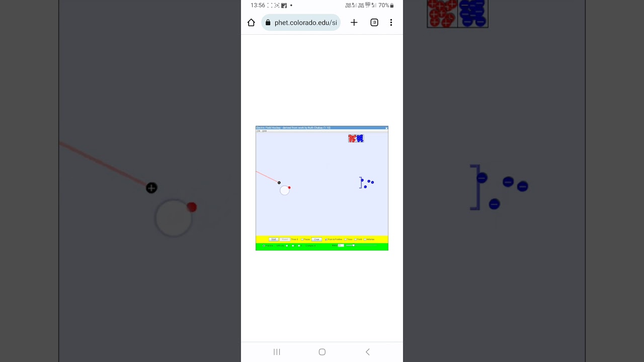 PhET Simulation Electric Field Hockey (Level 1)