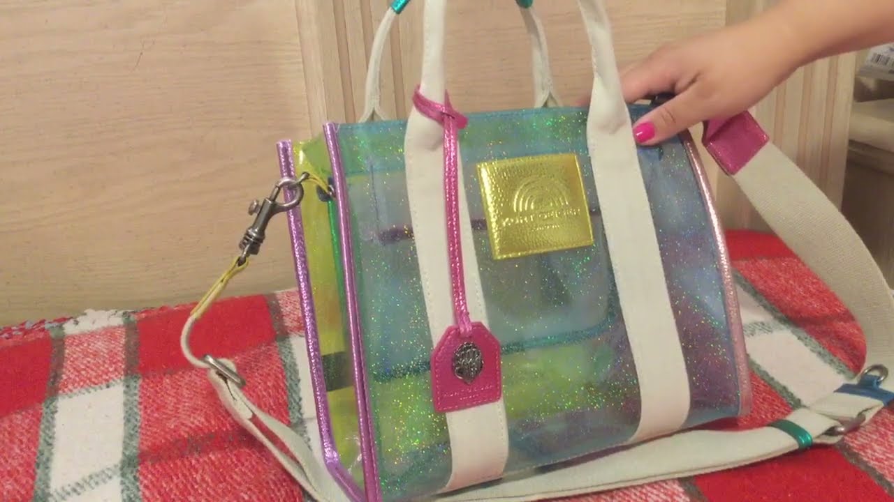 Kurt Geiger London Mini Southbank Vinyl Tote in multi rainbow shimmer