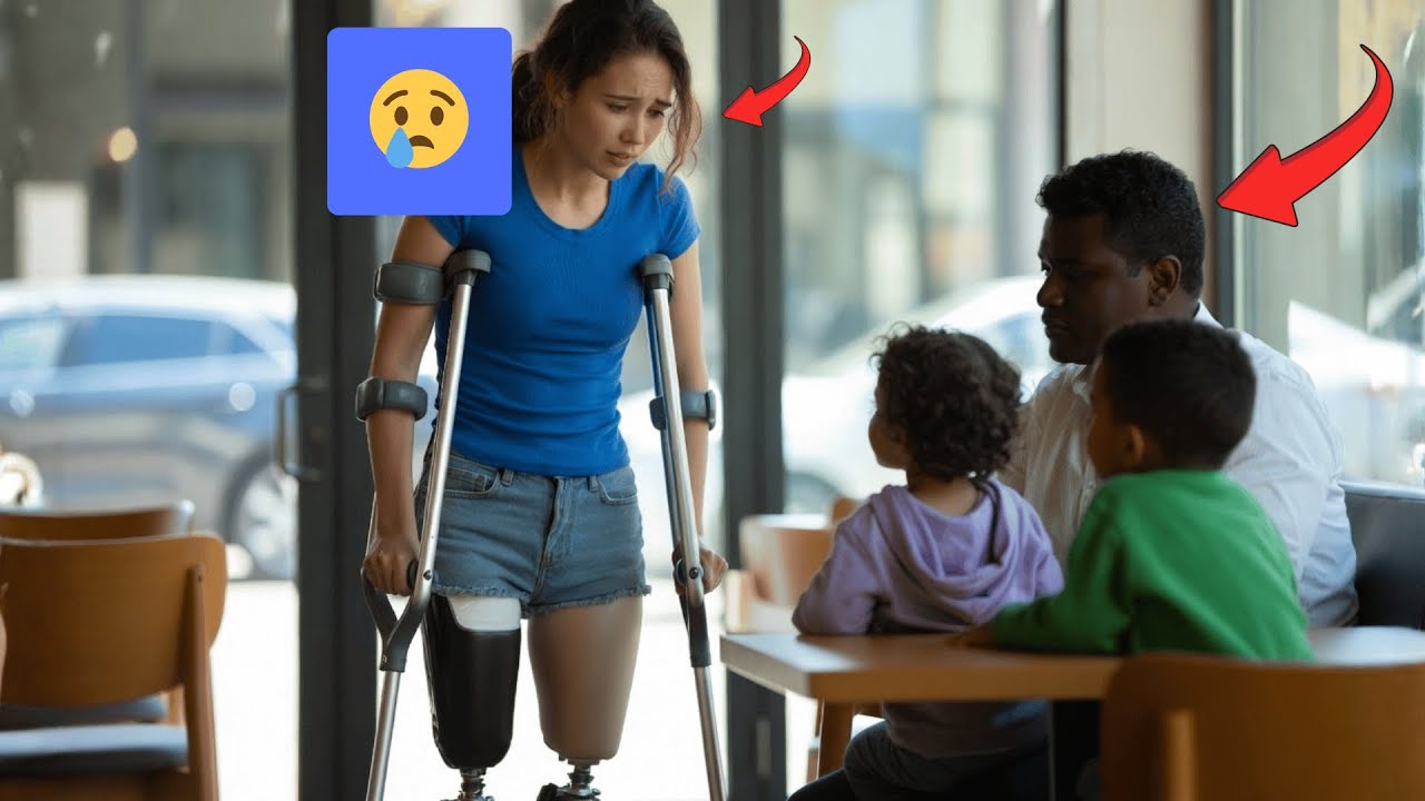 ”Får jag sitta här?” frågade flickan med ett ben en ensam pappa… hans svar fick henne att gråta