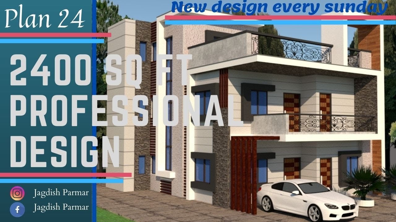 Architecture (Plan-24): 2400 sq ft Elegant Elevation Design