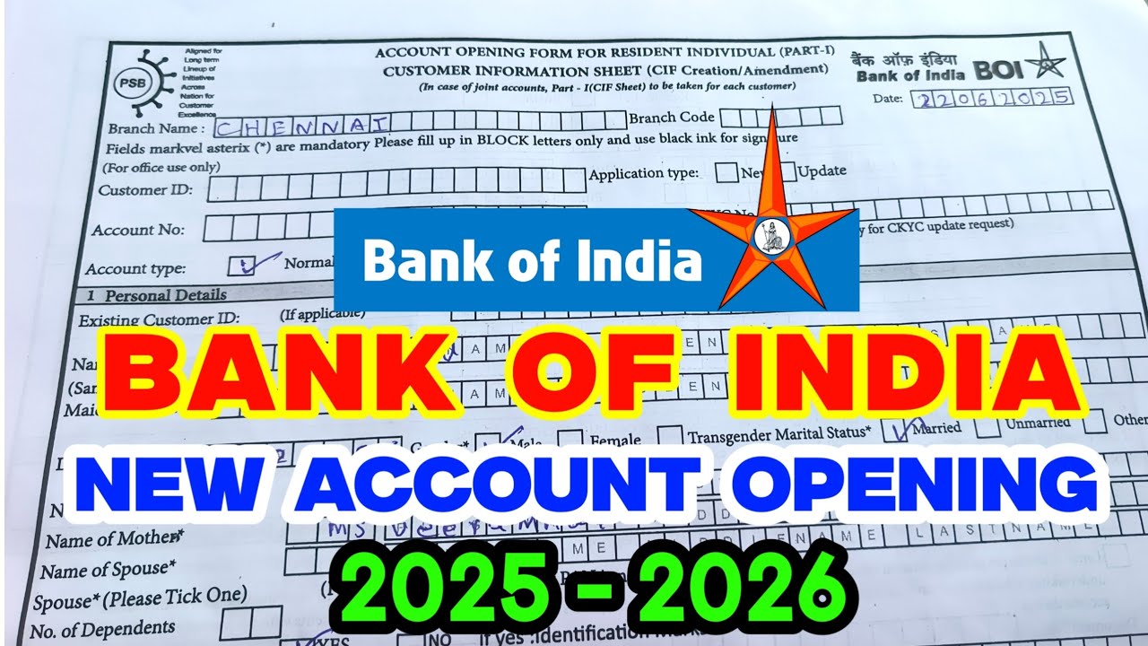Bank Of India New Account Opening Form Filling 2025 | Boi savings account opening form fill