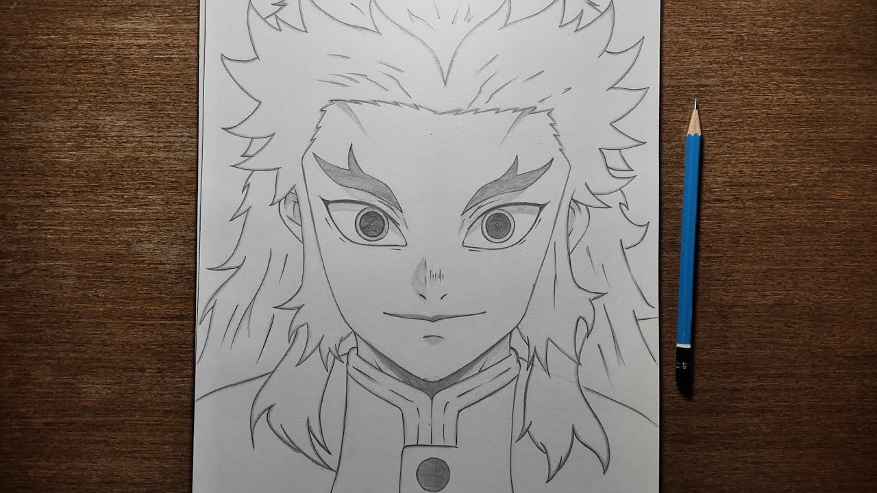 طريقة رسم رينغوكو كيوجورو من انمي قاتل الشياطين خطوة بخطوة للمبتدئين