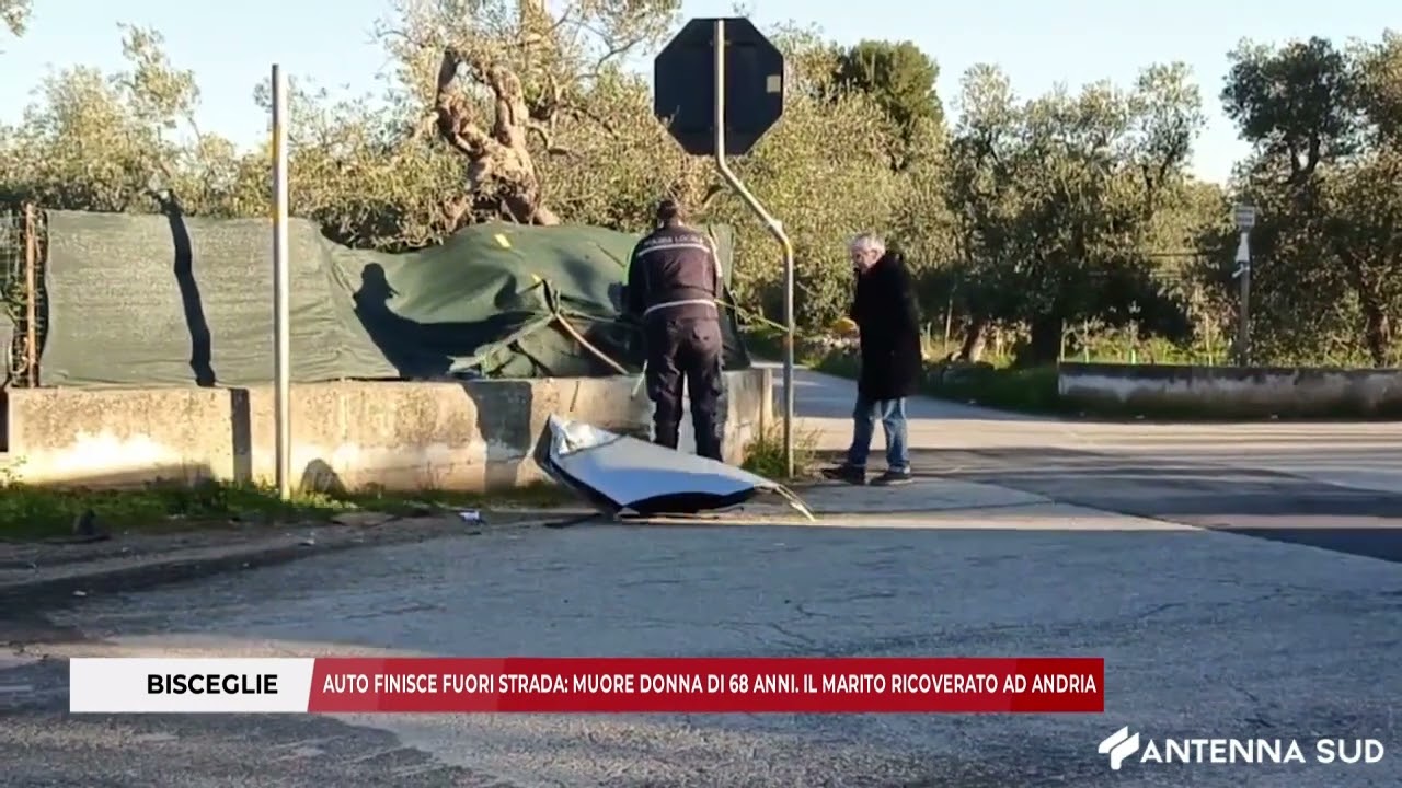 26 FEBBRAIO 2026 - BISCEGLIE, AUTO FINISCE FUORI STRADA: MUORE DONNA DI 68 ANNI