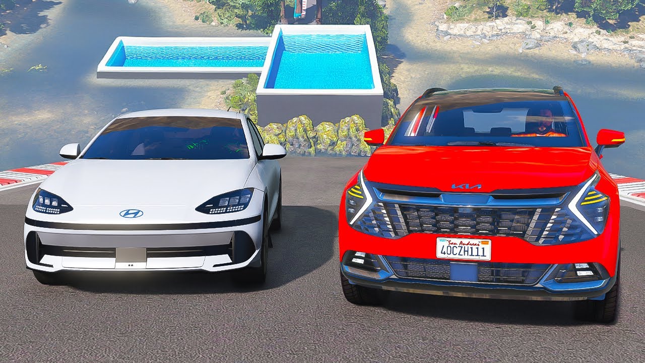 Yeni Güney Kore Arabaları İkili Parkurda Hem Uçma Hem Havuz - GTA 5