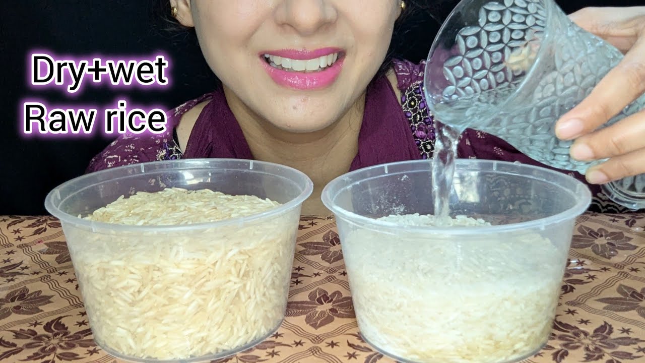 ASMR DRY + WET RAW RICE EATING // EATING SOUNDS 🔊