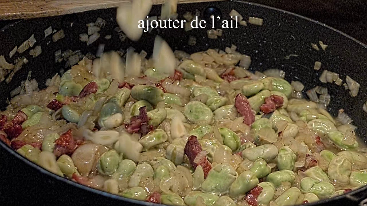 Recette de f&egrave;ves aux lardons