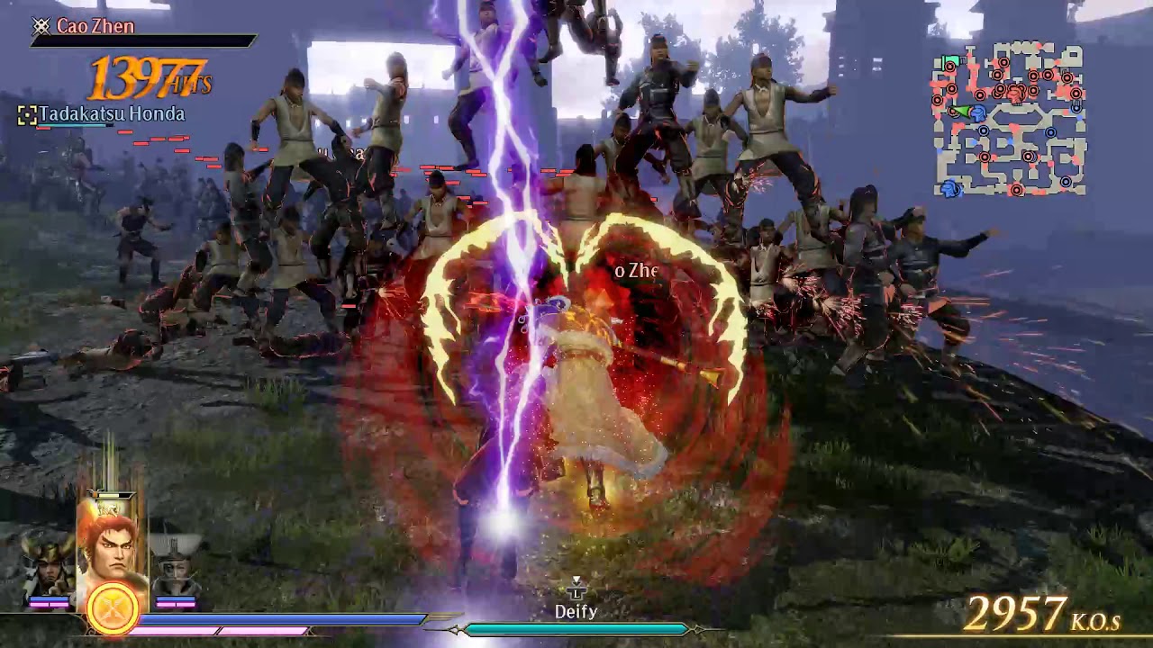 WARRIORS OROCHI 4 Lu Bu wipes the floor of an entire stage with his Enemies plus Tadakatsu Honda Mod