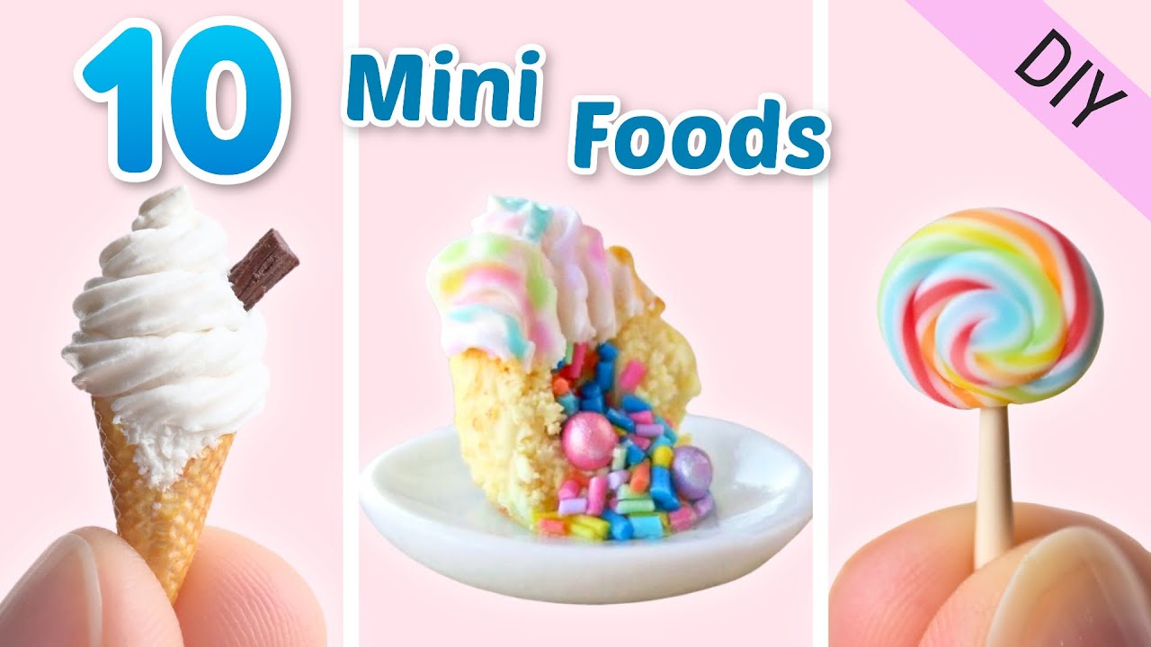 10 Tiny & Realistic Miniature Foods | Polymer Clay Tutorials 🍭