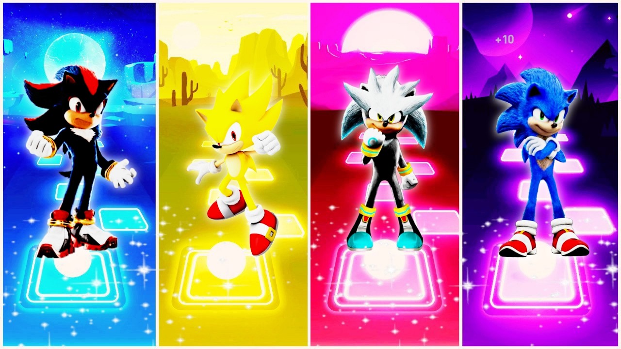 Shadow the Hedgehog 🆚 Super Sonic 🆚 Silver the Hedgehog 🆚 Sonic the Hedgehog | Tiles Hop EDM Rush