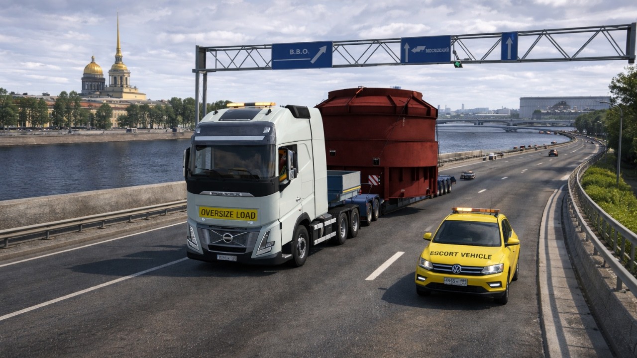 Oversized Boiler Escort Through St. Petersburg 🚛🔥 | Volvo FH6 Aero 700HP | ETS2