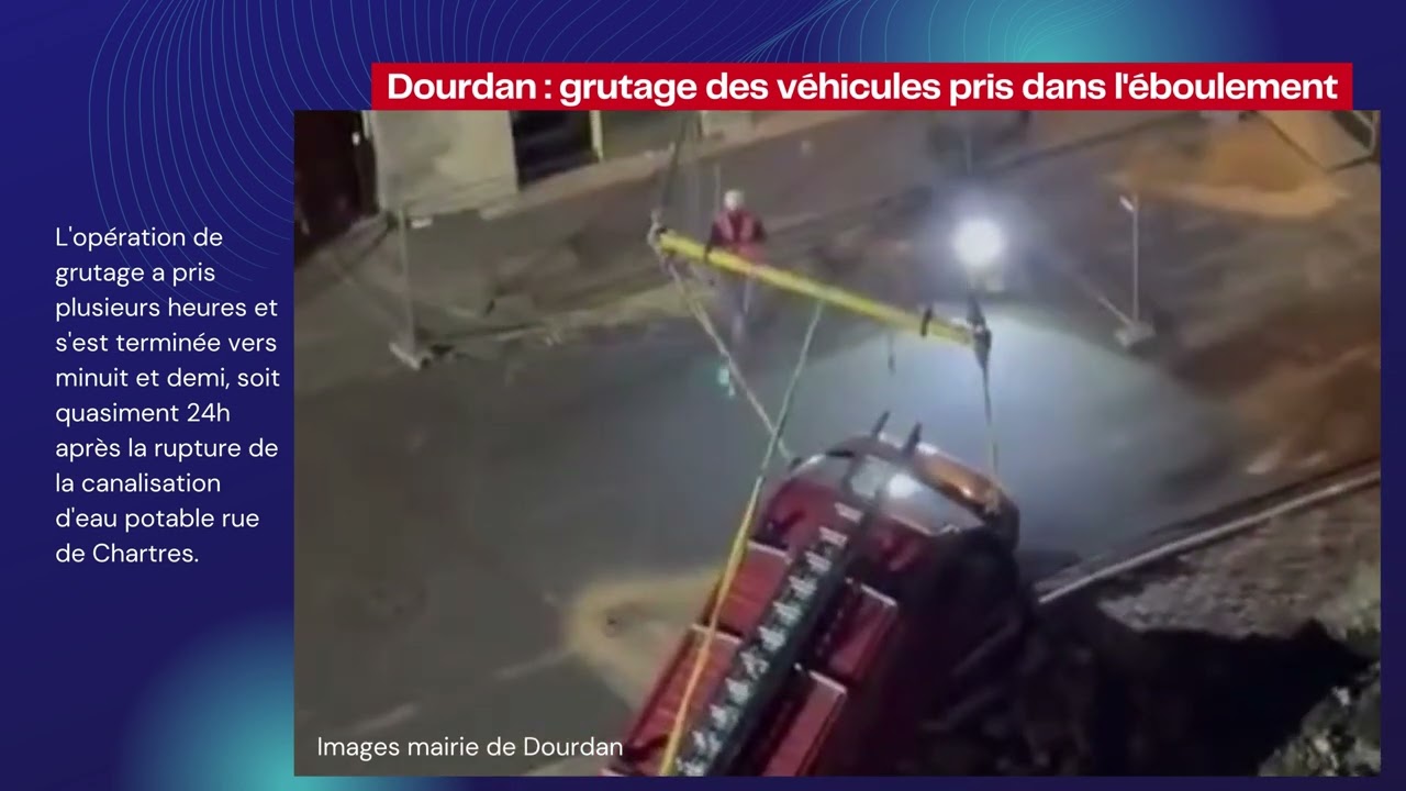 Dourdan : évacuation des véhicules pris dans le glissement de terrain