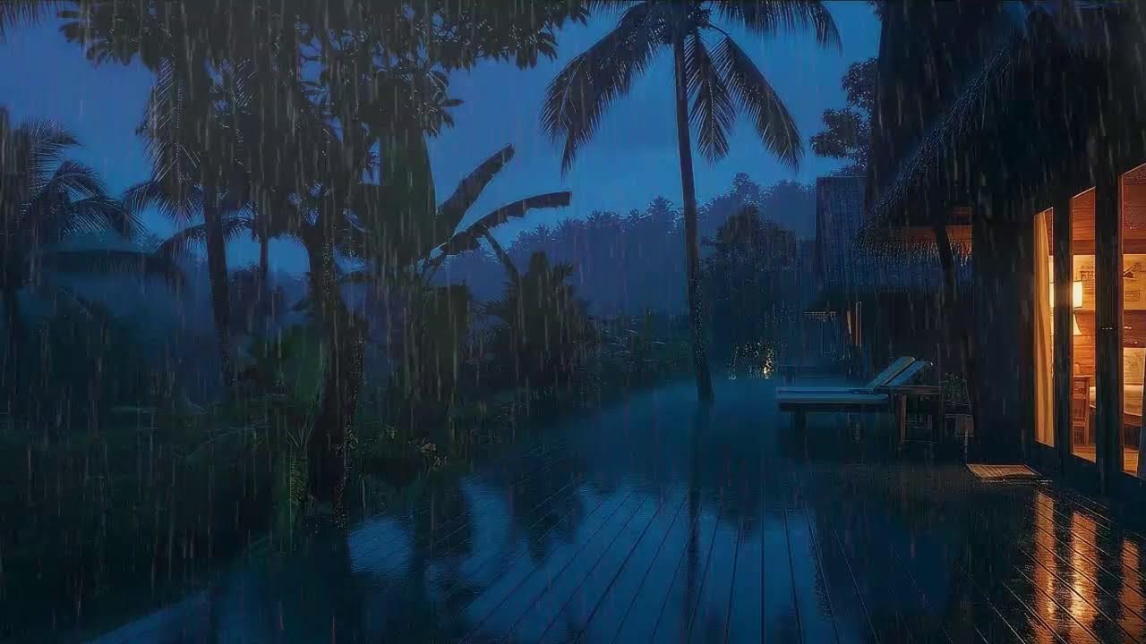 Instant Sleep with Warm Rain and Low Storm at Forest Cabin Terrace 🌧️