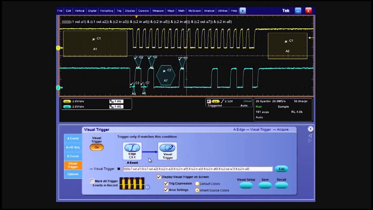 Tektronix MSO/DPO5000B vs. Agilent MSO/DSO-X 4000A: Visual Trigger
