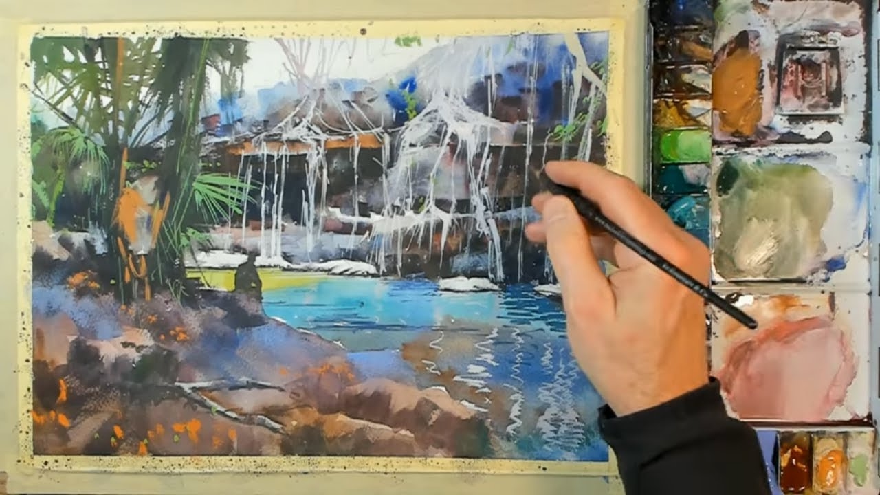 Watercolor Painting Demo - A Mexican 'Cenote' - A Tropical Sinkhole!