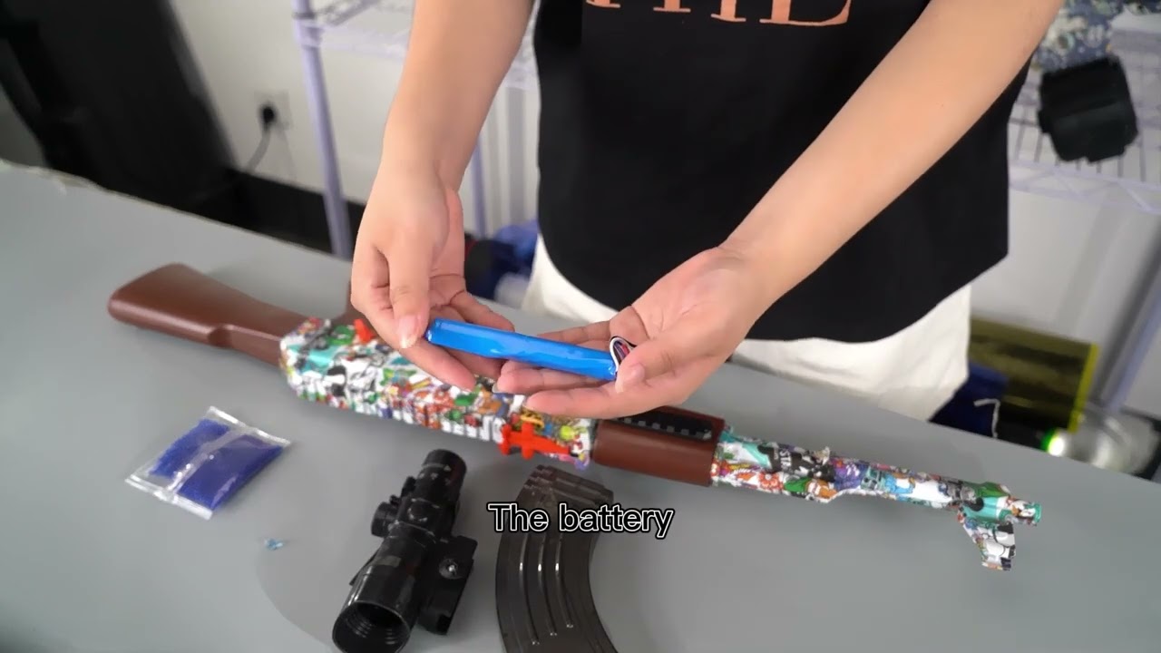 You see, this is our ak gel blaster gun.  #gel blaster