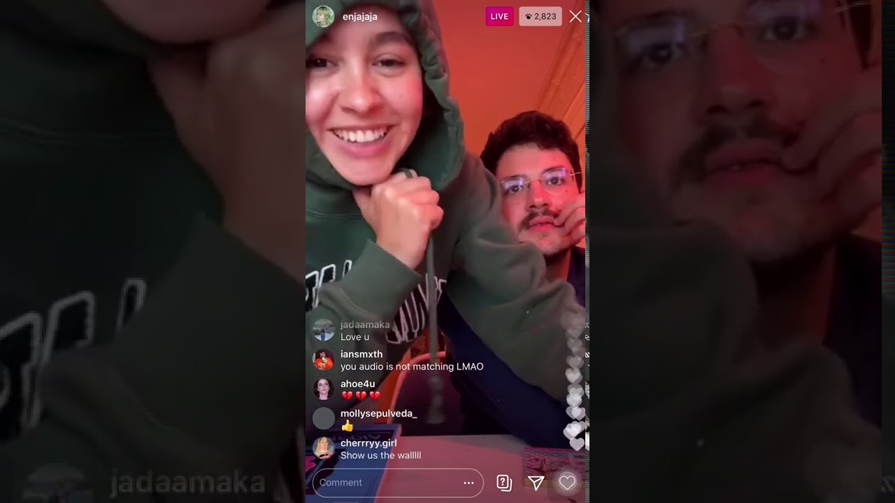 Enya and Drew instagram live doing shenanigans