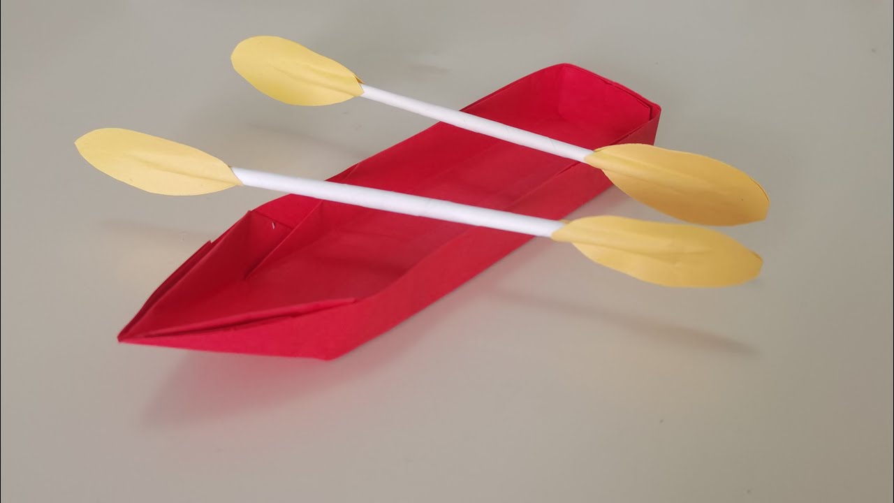 How to Make a Red Paper Boat with Oars |Step By Step -Boat Origami |Easy Paper Boat Tutorial