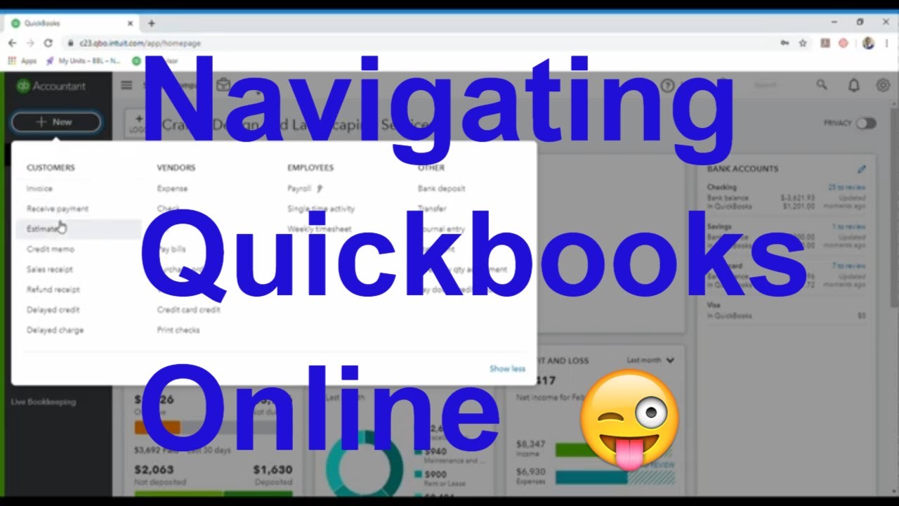 Navigating in Quickbooks Online