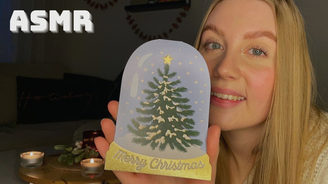 ASMR SUOMI | Kuiskailua ja kysymyksiä joulukorteista | show & tell, yliselitystä, naputtelua