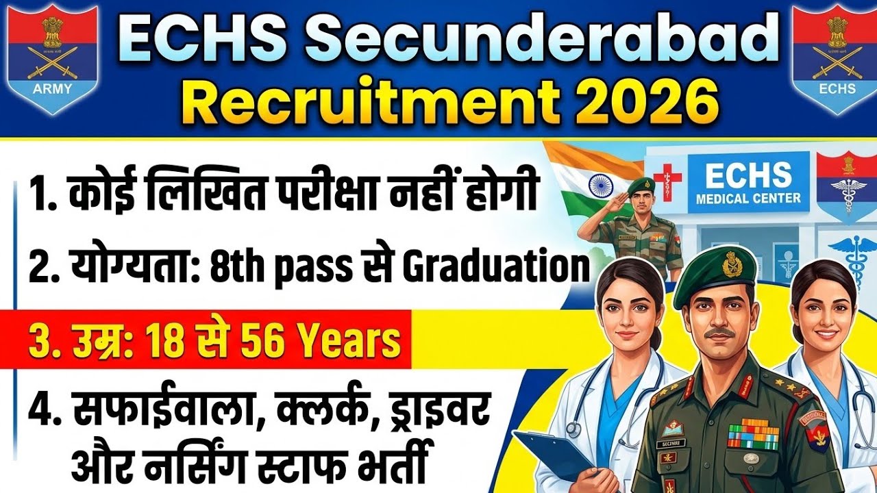 ECHS Secunderabad Recruitment 2026 Out 🔥 | 8th,10th & Graduate Pass Jobs | Offline Form Kaise Bhare?